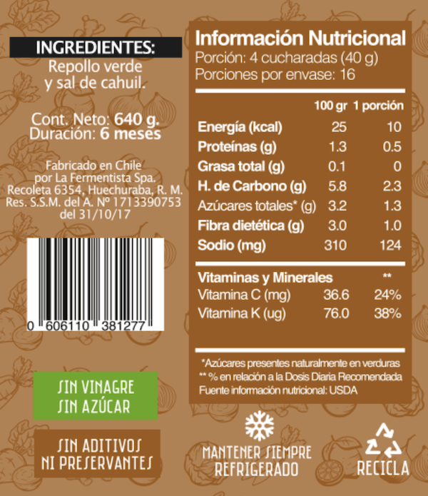 Sauerkraut Original Marca La Fermentista 680 Gr La Casa Organica